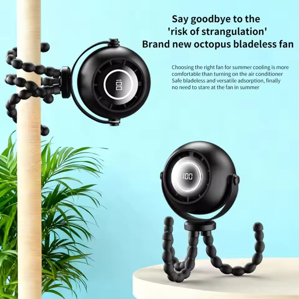 3-Speed Baby Stroller Fan – LED Display & Bladeless