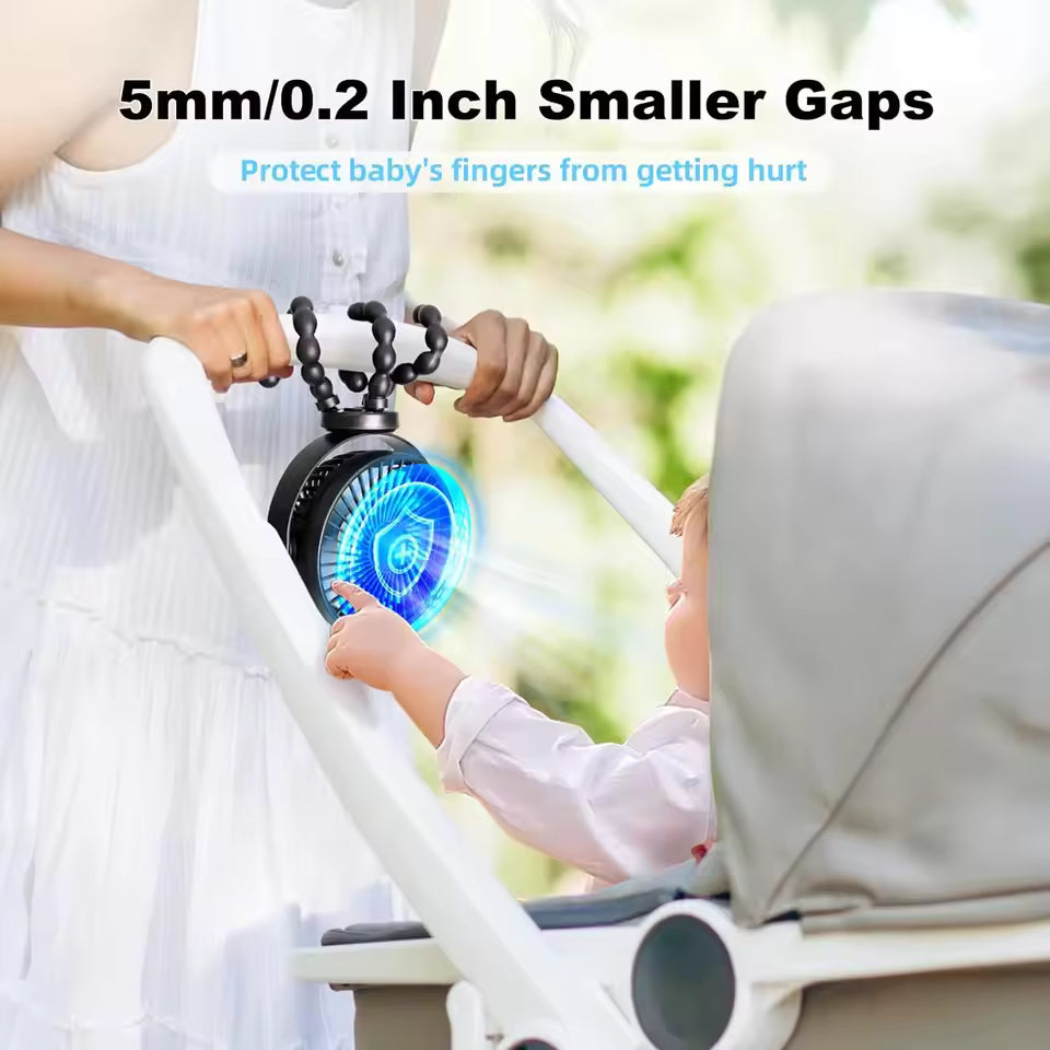 3-Speed Baby Stroller Fan – Clip & Bladeless
