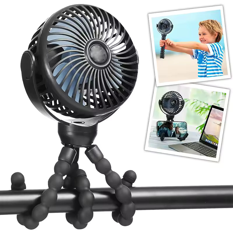 3-Speed Baby Stroller Fan – Clip & Bladeless