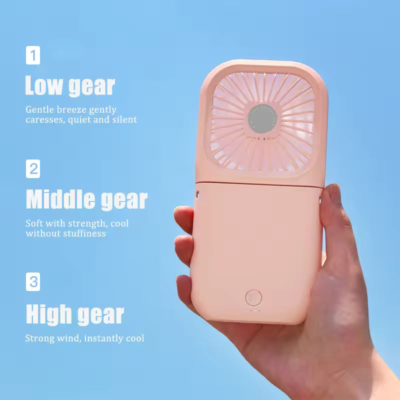 3-in-1 Mini Fan: Power Bank + Phone Holder
