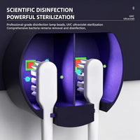 UV Toothbrush Holder with Sanitizer – Heat Drying, Smart Sensor Lid, 60-Day Battery, Wall Mount