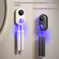 UV Toothbrush Holder with Sanitizer – Heat Drying, Smart Sensor Lid, 60-Day Battery, Wall Mount