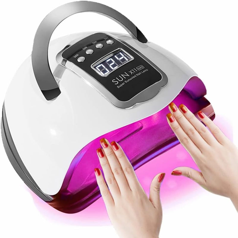 Professional LED Nail Lamp – 66/72 Beads, 99s Gentle Mode, LCD Display, Fits Hands & Feet