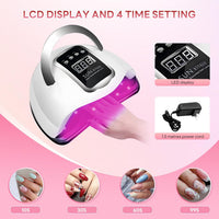 Professional LED Nail Lamp – 66/72 Beads, 99s Gentle Mode, LCD Display, Fits Hands & Feet