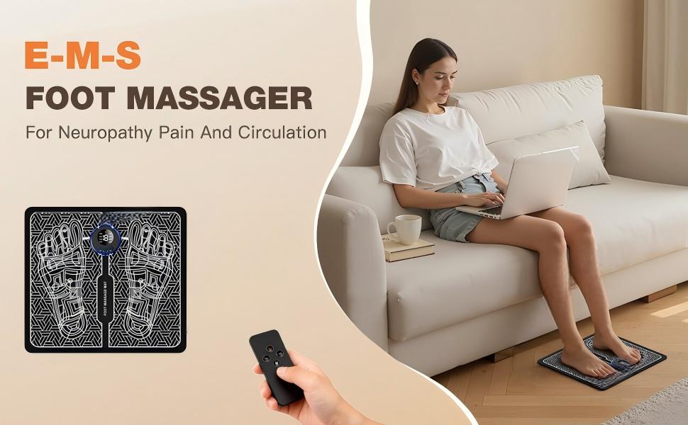 Foot Massage Mat – 8 Modes, 19 Intensity Levels, Smart Safety, Remote Control, Rechargeable